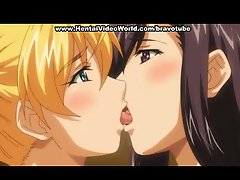 Anime threesome with asian lesbans