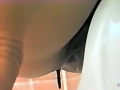 Spread out with hot aggravation increased by pussy water closet voeur video